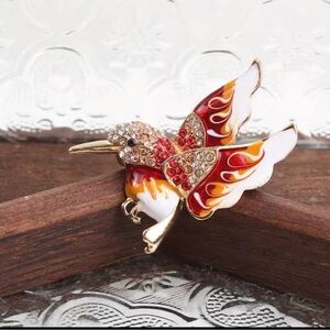 Anthropologie Multicolor Hummingbird Brooch